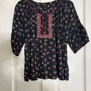 Ella Moss Black Floral Blouse